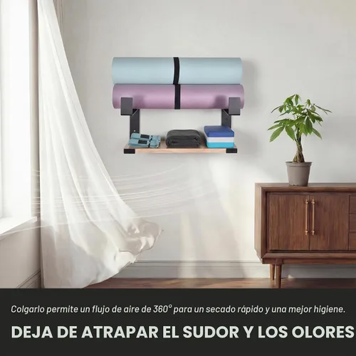 Vista 2 de Alfombrilla de yoga de acero de 2 niveles para montaje en pared