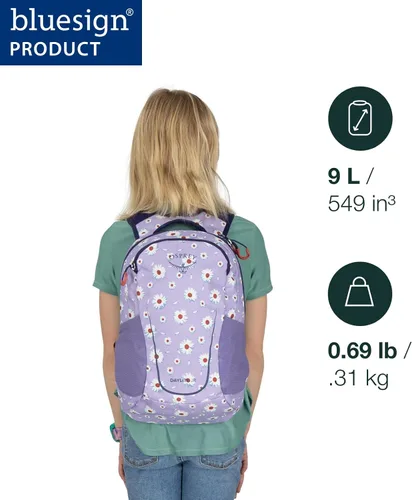 Vista 2 de Osprey Daylite Jr. - Mochila para niños y viajes, estampado espacial y azul antiguo