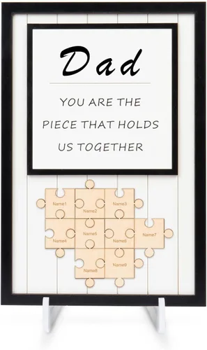 Vista 14 de Letrero personalizado con nombre de la familia, adornos de madera para la familia, placa de rompecabezas con nombre personalizado, decoración
