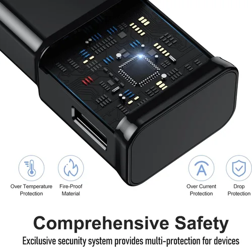 Vista 3 de Para Samsung Galaxy S10/S9/S8 Paquete de 2 cargadores de teléfono Android adaptativos con USB tipo C cable de carga rápida para Galaxy