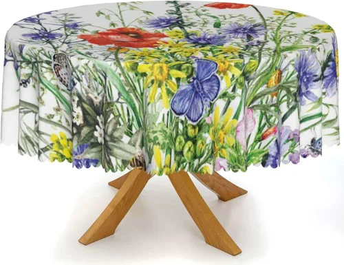 Vista 10 de Mantel redondo de mandala marrón – para comedor, cocina, decoración del hogar, cena de vacaciones, mantel lavable, a prueba de derrames, lavable