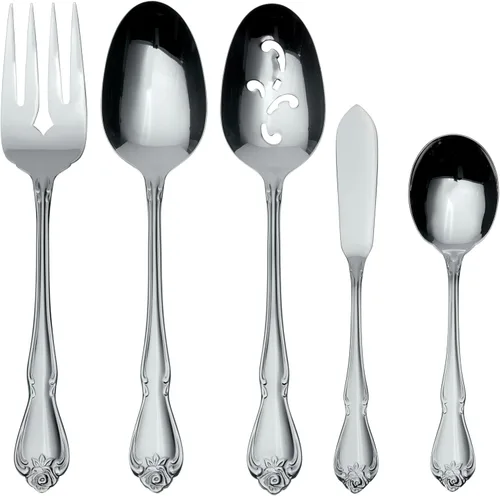 Vista 5 de Oneida B552020A True Rose - Juego de cubiertos de 20 piezas para uso diario, servicio para 4 mirror finish, dishwasher safe includes knives