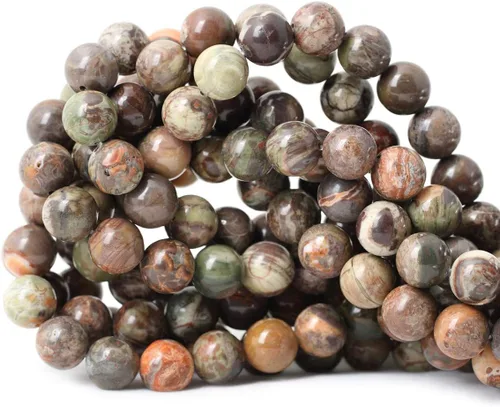 Vista 18 de Cuentas redondas sueltas de ágata estilo antiguo vena de dragón de 6mm, cuentas para diseño de joyas, 60 cuentas Ágata de vena de dragón