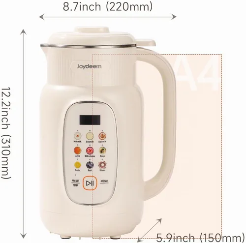 Vista 7 de Joydeem Máquina para fabricar leche de nueces, control de temperatura ajustable, 46oz almendra, soja, avena, licuadora de bebidas no lácteas a base