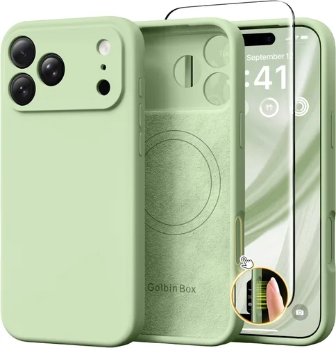 Vista 159 de GolbinBox Funda magnética para iPhone 17, compatible con MagSafe, cubierta de silicona integrada para control de cámara, funda de silicona líquida a
