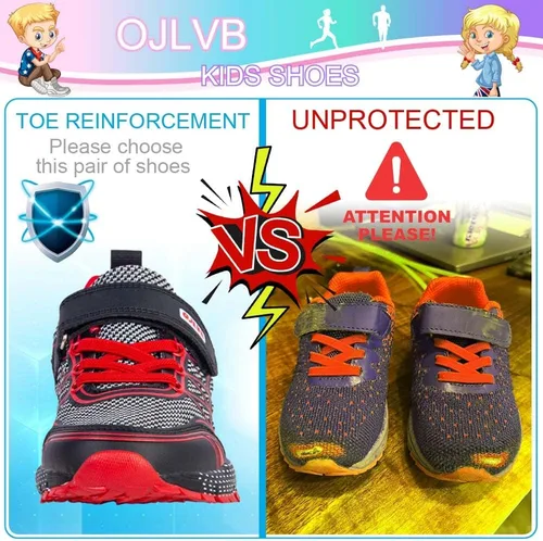 Vista 2 de OJLVB Tenis deportivos para niños y niñas, tenis para correr, atléticos, para caminar, gimnasio, senderismo, senderismo, transpirables, ligeros