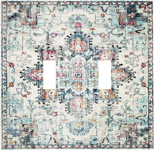 Vista 67 de Cubierta de Interruptor de Luz de Estilo Boho Vintage de los 70 Sol Arcoíris Champiñón Floral Rocker Individual 1 Gang Cubierta de Enchufe