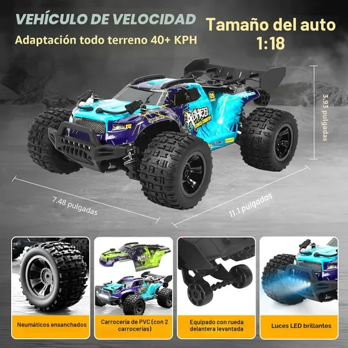 Vista 2 de Coche a control remoto todo terreno a escala 1:18 para adultos, 40+KM/H, camión de control remoto todoterreno 4WD de alta velocidad con 2