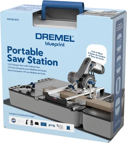 Vista 10 de Estación de sierra portátil Dremel Blueprint con sierra circular compacta de 12V sin escobillas y estuche de corte multiuso (CS12V-S1C)