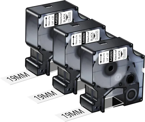 Vista 16 de NineLeaf 3 Pack Compatible for DYMO D1 45010 S0720500 Black on Clear 12mm 1/2'' x 23ft Label Tape Refill Work in DYMO LabelManager 160 210D 260P 280