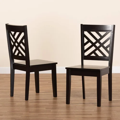 Vista 8 de Baxton Studio Caron - Juego de sillas de comedor (2 piezas, madera con acabado marrón oscuro de transición)