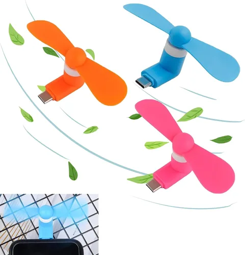 Vista 9 de PCTC 3PCS USB tipo C mini ventilador de teléfono móvil Negro/Blanco/Verde