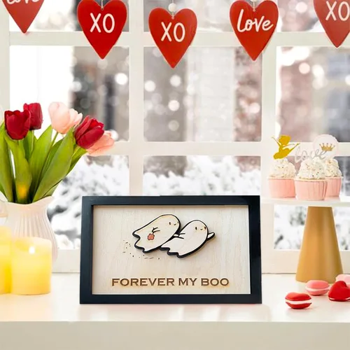 Vista 2 de Regalos personalizados para el día de San Valentín – Letrero de Forever My Boo, bonita decoración de fantasma, kawaii espeluznante, regalos