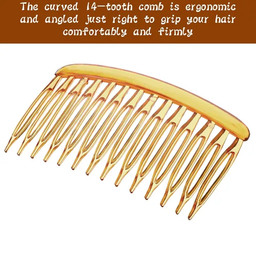Vista 5 de 16 peines franceses para mujer, 14 dientes, 2.8 x 1.8 pulgadas, peine lateral de pelo, clips de plástico para peine francés, peines pequeños