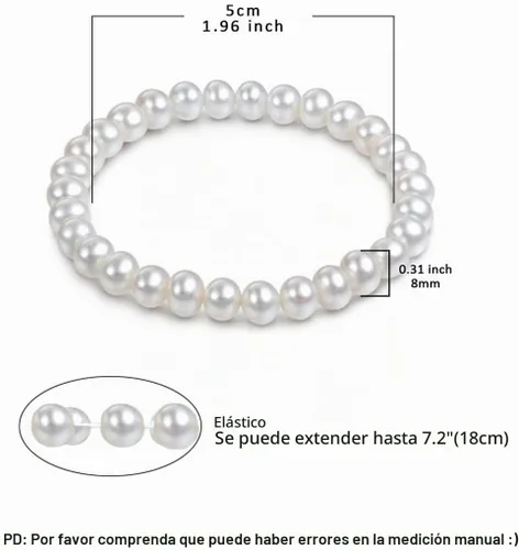 Vista 5 de Kim Carrey Pulsera elástica de perlas - Accesorio de boda y fiesta nupcial (2PCS)
