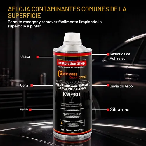 Vista 3 de Custom Shop KW901-QT limpiador preparado de grasa y cera para superficies