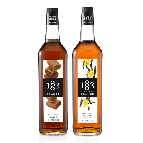 Vista 118 de 1883 Jarabe de Amaretto para bebidas, fabricado en Francia, botella de plástico de 1 litro