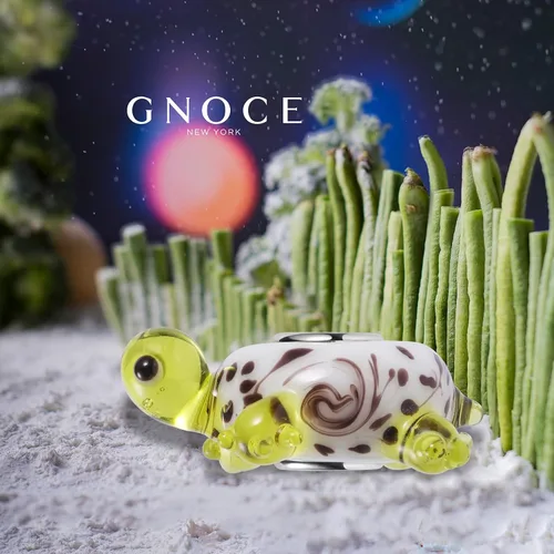 Vista 2 de GNOCE Abalorio de plata de ley 925 con forma de tortuga de cristal de Murano compatible con pulseracollar para mujeres y niñas esposa e hija Plata