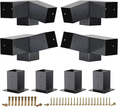 Vista 12 de Kit de pérgola - Soportes de 5 vías para vigas de madera de 4 x 4 pulgadas, cenadores, patio y cobertizos