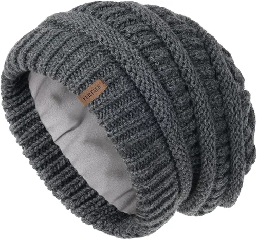 Vista 56 de FURTALK Gorros de invierno para mujer, con forro polar, gorro de punto holgado y cálido, gorro de esquí