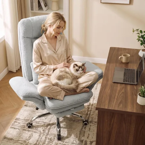 Vista 13 de Silla de oficina entrecruzada, reposabrazos abatibles para mascotas y patas Blanco
