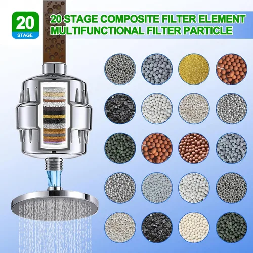 Vista 6 de Filtro de cabezal de ducha que reduce el cloro de agua dura y metales pesados para calmar la piel seca con picazón, la caspa y el eccema para una