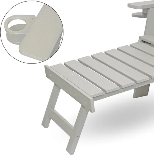 Vista 8 de Alpine Corporation Silla plegable Adirondack para exteriores de 38 pulgadas de alto con portavasos y otomana, diseño ergonómico clásico, muebles