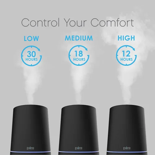 Vista 2 de Pure Enrichment HUME Max - Humidificador ultrasónico de niebla fría de fácil llenado superior, tanque de agua de 3.7-L (1 galón), 3 configuraciones