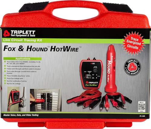 Vista 12 de Triplett 3388 Fox & Hound HotWire Kit de Rastreo de Cables con Sonda y Tono de Cable Vivo con Sensibilidad Ajustable - Rastrea Cables de 0 ~ 250 VCA