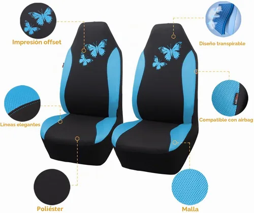 Vista 2 de Flying Banner - Juego completo de fundas para asiento de automóvil Butterfly, estilo universal de moda para mujer, para banco trasero (divisible)