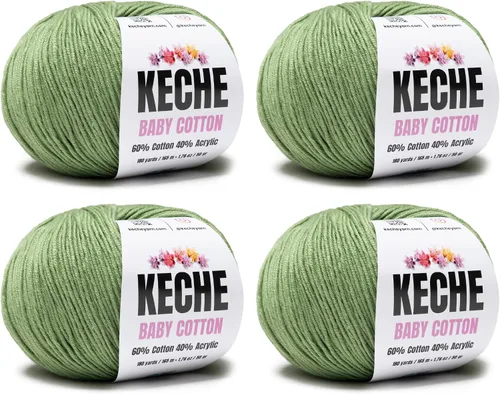 Vista 99 de Keche Algodón bebé, 60% algodón, 40% hilo acrílico, hilo de algodón suave para ganchillo y tejer, hilo amigurumi 1 madeja/bola, 1.76 oz (50 g), 180