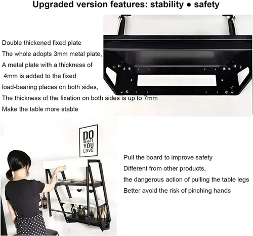Vista 3 de Mesa de pared plegable, escritorio flotante de pared para computadora, escritorio flotante para computadora con estantes de almacenamiento, mesa