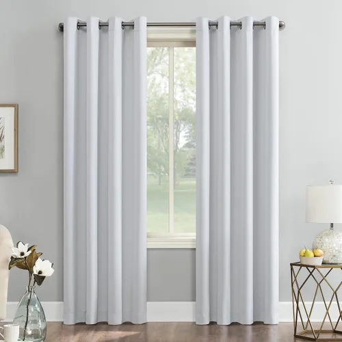 Vista 29 de Sun Zero Soho - Juego de 2 paneles de cortinas opacas de eficiencia energética con ojales, 54 x 63 pulgadas, color blanco paloma Oyster White