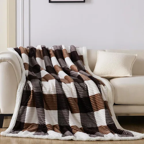 Vista 18 de Gracelife Manta de forro polar Sherpa para sofá, manta de felpa mullida y cálida para mujeres y hombres, acogedora manta gruesa y suave