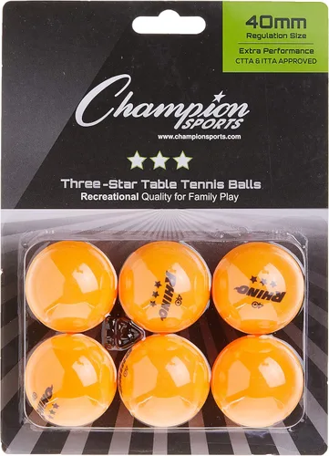 Vista 3 de Champion Sports 3 Star Table Tennis Ball Pack – Tournament Size, 40mm Seamless, CTTA & ITTA Approved