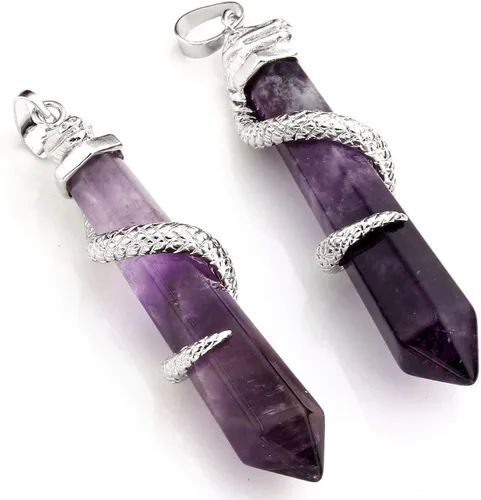 Vista 4 de 1 collar con colgante de bala de piedra preciosa natural, piedra de cristal curativo, cuarzo, reiki, chakra, energía de roca de 18 pulgadas, joyería