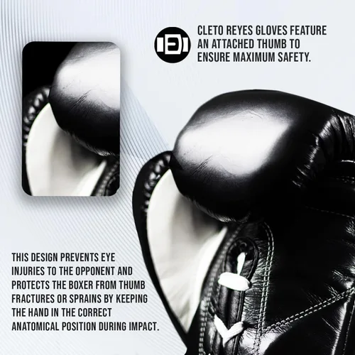 Vista 5 de CLETO REYES Guantes de boxeo de competición profesional para hombres y mujeres, cuero y crin de caballo, MMA, Kickboxing, Muay Thai, con cordones