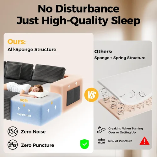 Vista 6 de CAMMOO Sofá seccional Cloud de 108 pulgadas, sofá seccional modular moderno con asiento profundo, sofá de pana sin estructura rígida con diván, sofá