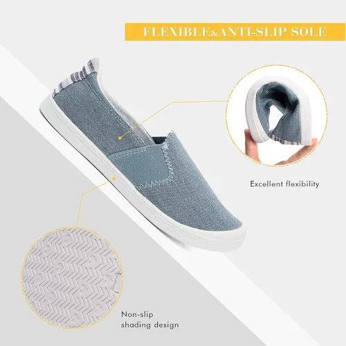 Vista 5 de FUNKYMONKEY - Zapatos para mujer, cómodos, caña baja, de lona, sin cordones, clásicos, casuales, para caminar