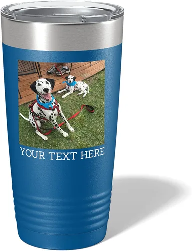 Vista 13 de Vaso personalizado de 20 onzas (17 colores) con foto impresa con aislamiento térmico de acero inoxidable recubierto de polvo con tapa, regalo