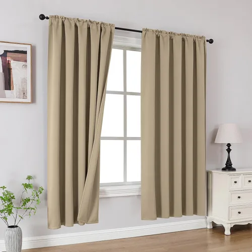 Vista 20 de CUCRAF Cortinas Opacas Beige de 45 Pulgadas, con Aislamiento Térmico Reductor de Ruido con Bolsillo para Barra, Cortinas de Ventana para Dormitorio