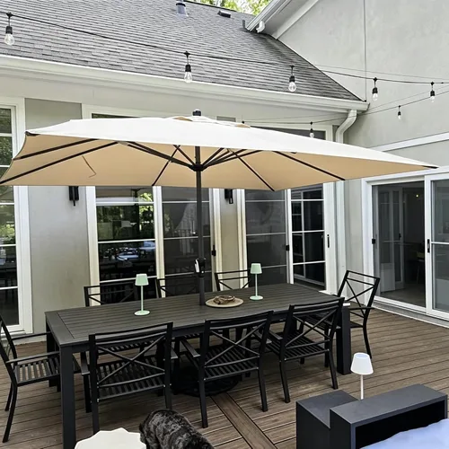 Vista 15 de PURPLE LEAF - Sombrilla de patio rectangular de 6' x 4', sombrilla de mesa para exteriores con marco de aluminio, sombrilla de mercado, sombrilla