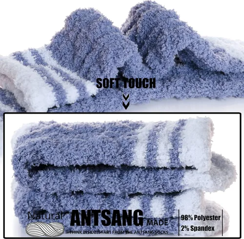 Vista 3 de ANTSANG Womens Fuzzy Socks Slipper Winter Fluffy Comfy Cozy Socks Cabin Warm Home Socks