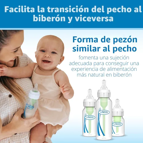 Vista 3 de Dr. Brown's Natural Flow - Tetina de silicona estrecha para biberón de bebés prematuros, flujo más lento, 0m+, tetina de biberón 100% silicona, 6