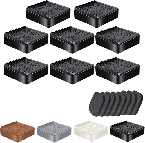 Vista 27 de shouwuhho Elevadores de muebles, paquete de 12 elevadores de cama con agarre antideslizante y soporte resistente, elevación de 1 pulgada, 2