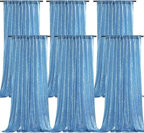 Vista 52 de B-COOL Cortinas de Fondo de Lentejuelas Azul Bebé 2 Piezas 2ftx8ft Fotografía para Fiestas Fondo Brillante Cortinas para Prom Bodas Baby Shower