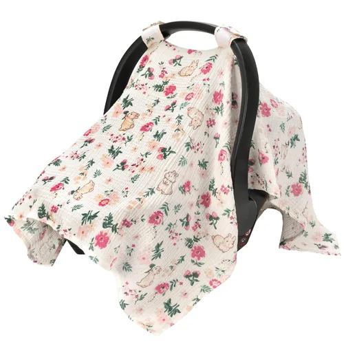 Vista 9 de Fundas de asiento de automóvil 100% muselina de algodón para bebés, funda universal para asiento de automóvil de bebé, cubierta de asiento