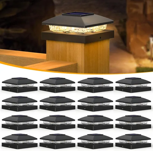 Vista 18 de APONUO Luces solares para postes de 4 x 4 – IP64 impermeable, blanco cálido, luces inalámbricas de valla y luces de cubierta para patios, jardines