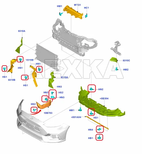 Vista 5 de Rexka 10 juegos de tornillos T30 para cubierta de protección contra salpicaduras de motor T30, kit de clip de tuerca de perno compatible con Ford