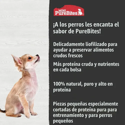 Vista 4 de PureBites Mini golosinas liofilizadas de pollo para perros, 1 ingrediente, fabricadas en Estados Unidos, 2.1 onzas 100% Chicken Breast, Freeze